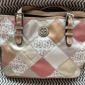 Giana Bernini Patchwork Multi - Color Leather Women's Purse HandBag Brown Beige